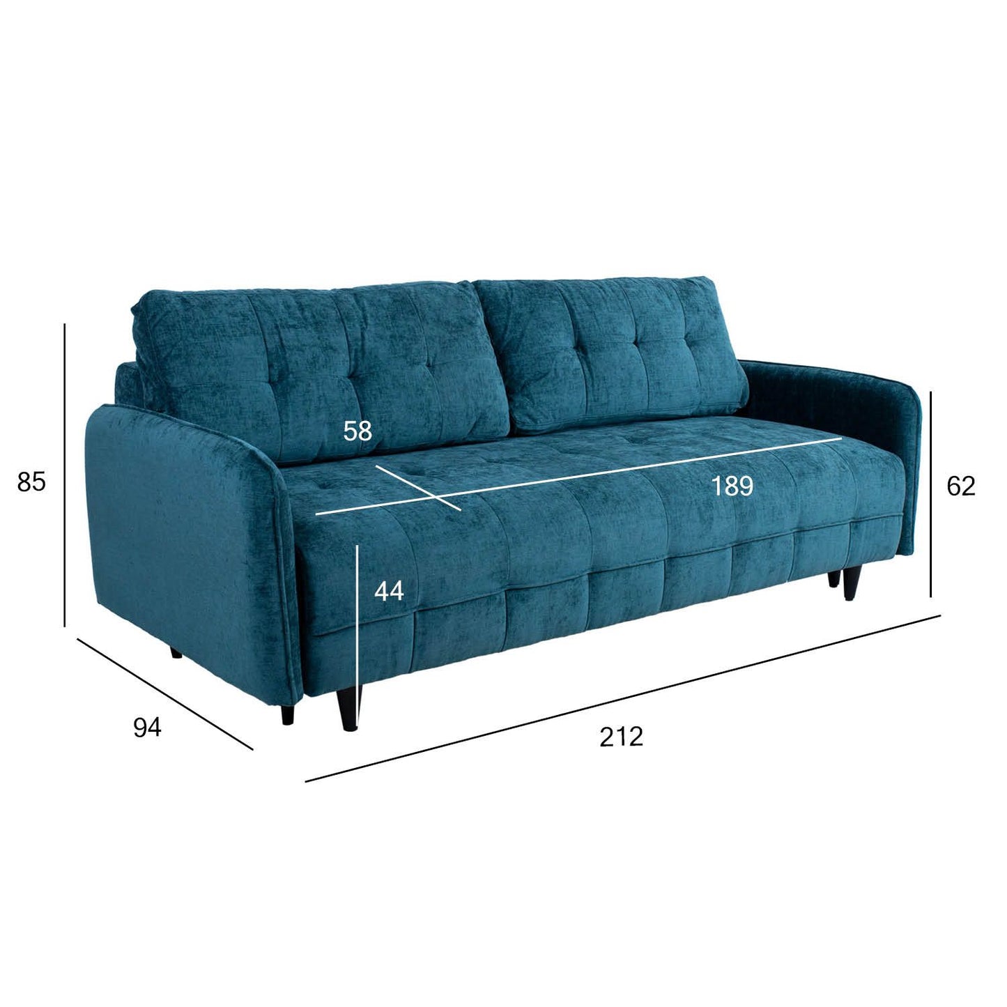 Sofa bed SARITA 3-seater, green