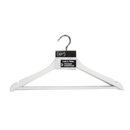 Clothes hanger LADY IN WHITE 3 pcs., white wood