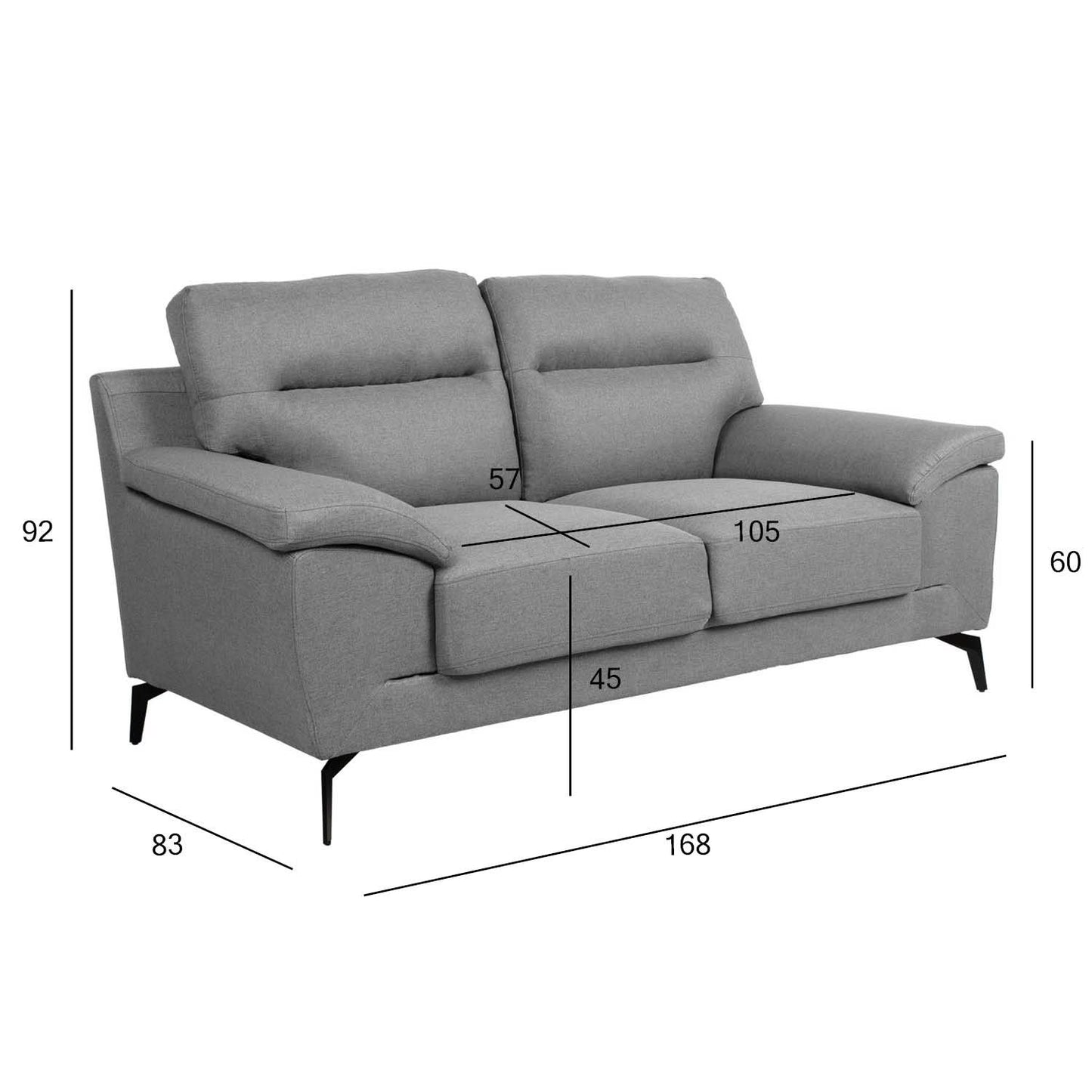 Sofa ENZO 2-seater, gray