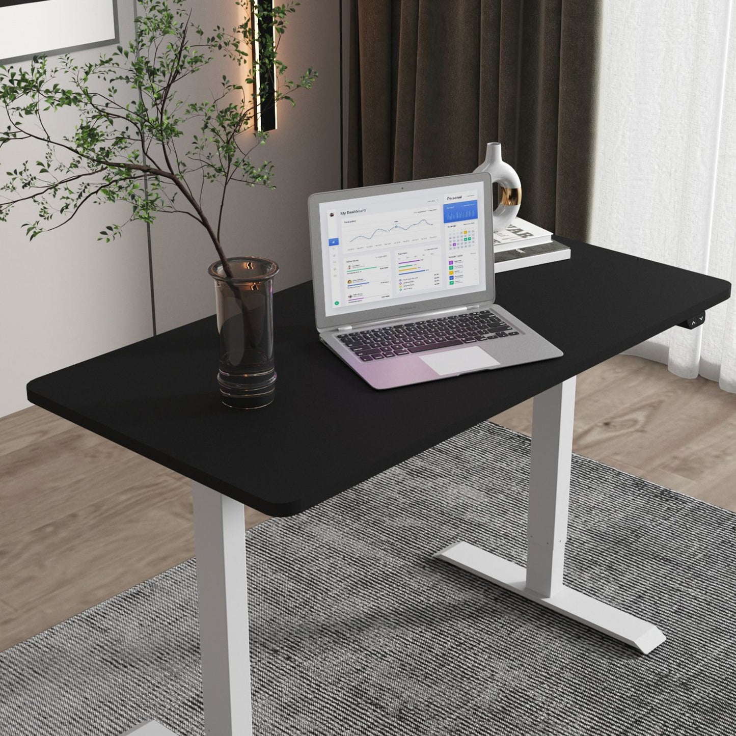 Desk ERGO with 1 motor 140x80cm, black/grey 