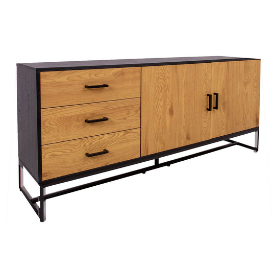 Chest of drawers AMSTERDAM 160x40xH75cm, oak/black