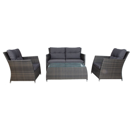 Garden furniture set ADENA table, sofa and 2 armchairs, grey-brown