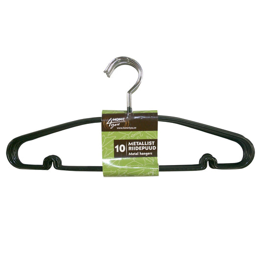 Clothes hanger metal+PVC 10 pcs, black