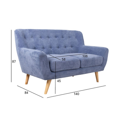 Sofa RIHANNA 2-seater 140x84xH87cm, blue fabric