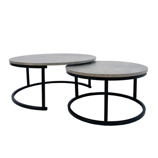 Coffee tables BRITU 2pcs, D60xH32cm, D80xH35cm, gray