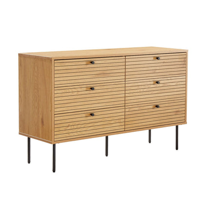 Chest of drawers LINE 120x40xH75cm, melamine with oak pattern