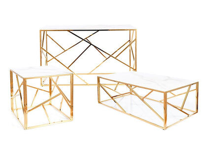 Coffee table ESCADA B II WHITE MARBLE EFFECT/GOLD 55X55