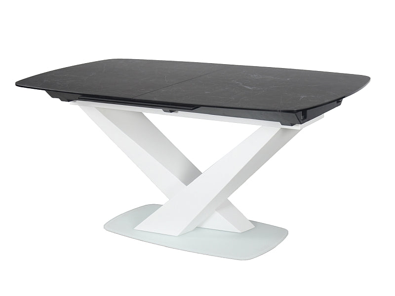 Table CASSINO II CERAMIC GRAPHITE MARBLE / WHITE MATTE 160 (220)X90