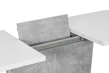 Table SIRIUS GRAY (CONCRETE EFFECT) / WHITE MATTE 120(160)X80 IN