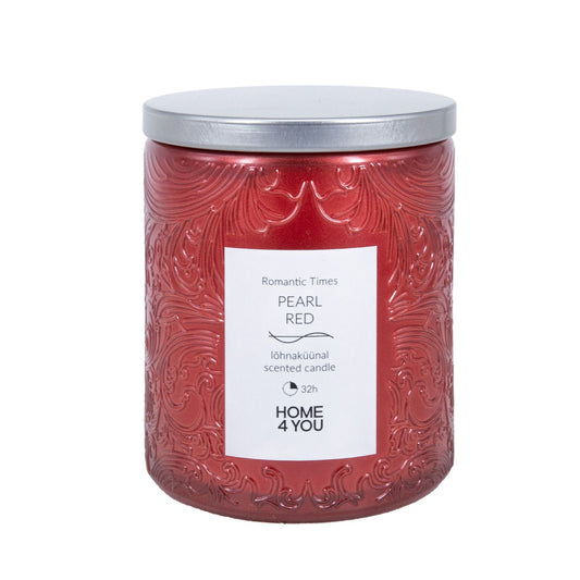 Candle in glass jar ROMANTIC TIMES H9cm, pearl red