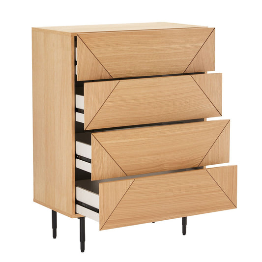 Chest of drawers NATE 75x40xH102cm, oak