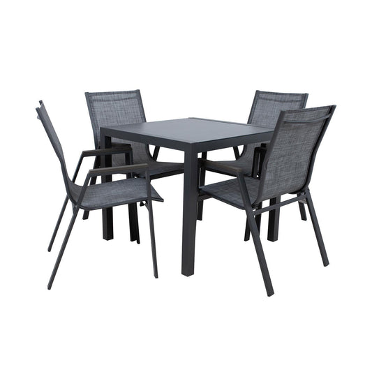 Garden furniture set DELGADO table and 4 chairs, gray