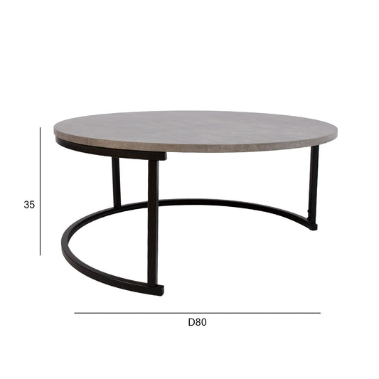 Coffee table BRITU D80xH35cm, gray