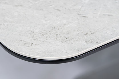 Table PALLAS CERAMIC GRAY MARBLE EFFECT/BLACK MATTE 160(210)x90