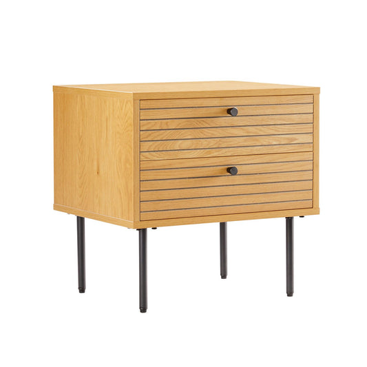 Nightstand LINE with 2 drawers 50x40xH50cm, melamine with oak pattern.