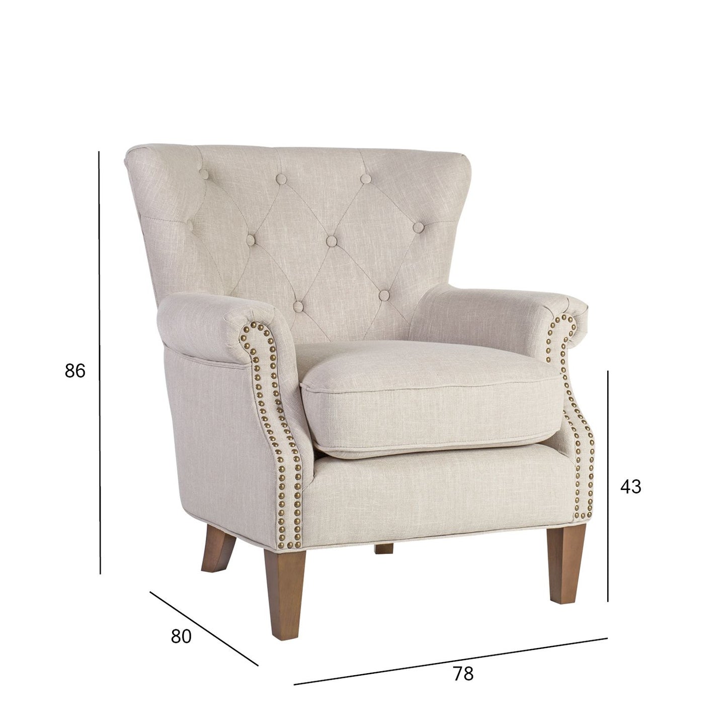 Armchair HOLMES 78x80xH86cm, beige 