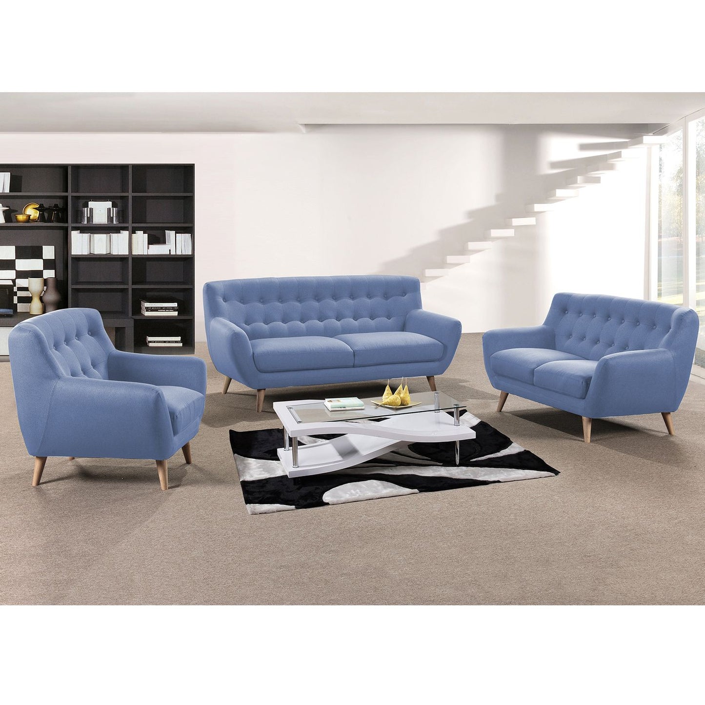 Sofa RIHANNA 3-seater 185x84xH87cm, blue fabric