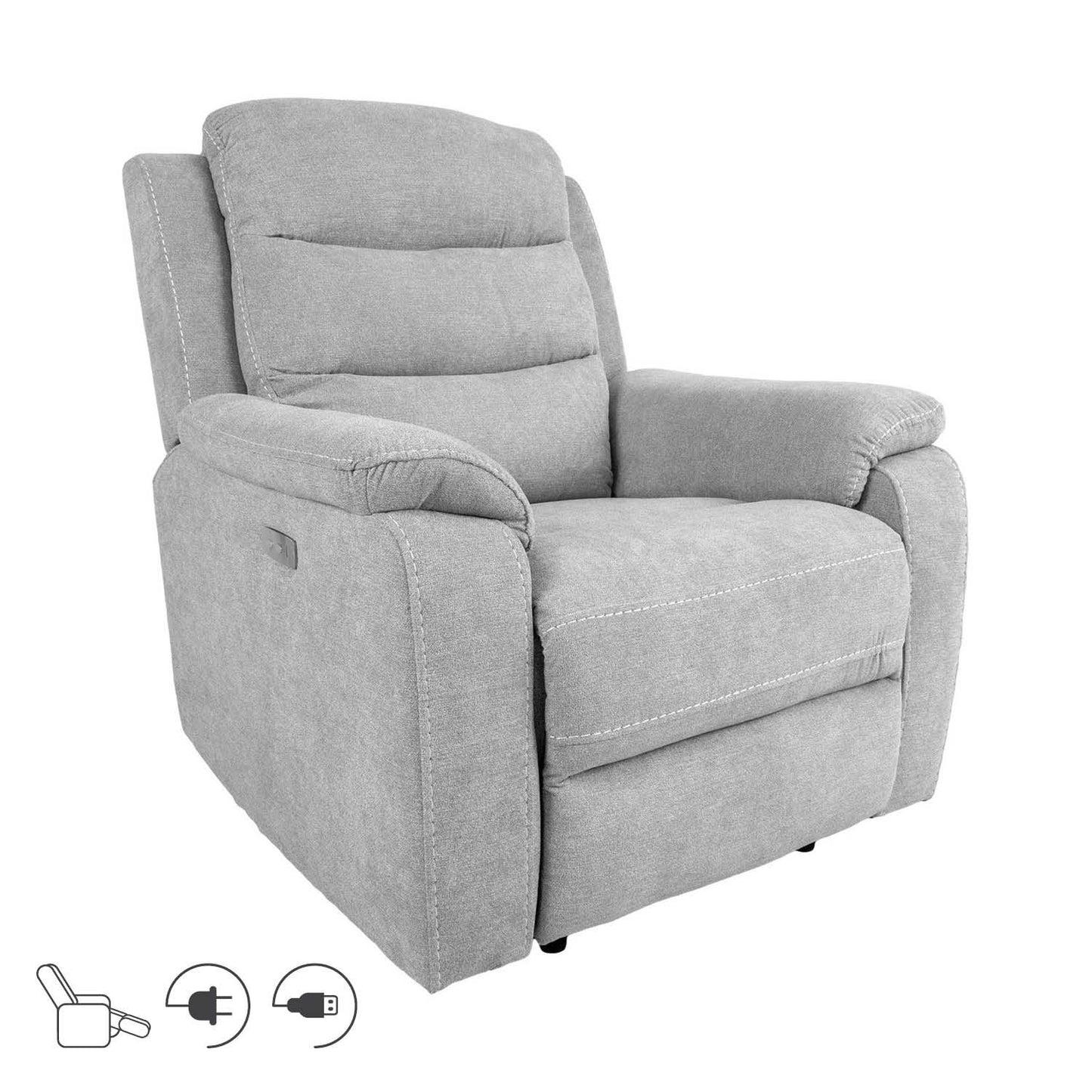 Lounge chair MIMI electric, silver gray 