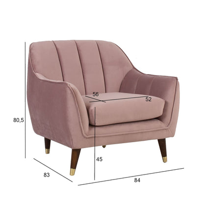 Lounge chair JOANNA 84x83xH80.5cm, purple-pink velvet 