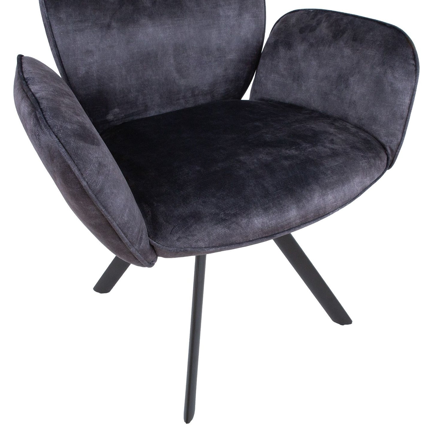 Chair EDDY with armrests, dark gray velvet 