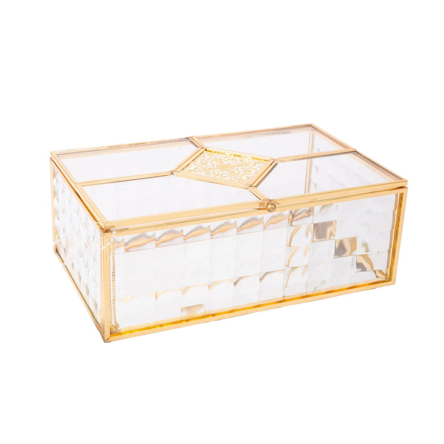 Glass box BERYL 20x12xH7.5cm, gold