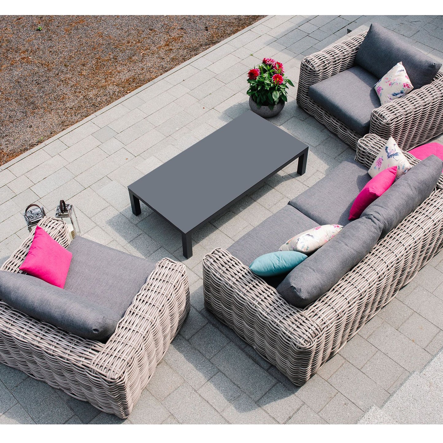 Garden furniture set CALISTA table, sofa and 2 chairs, gray 