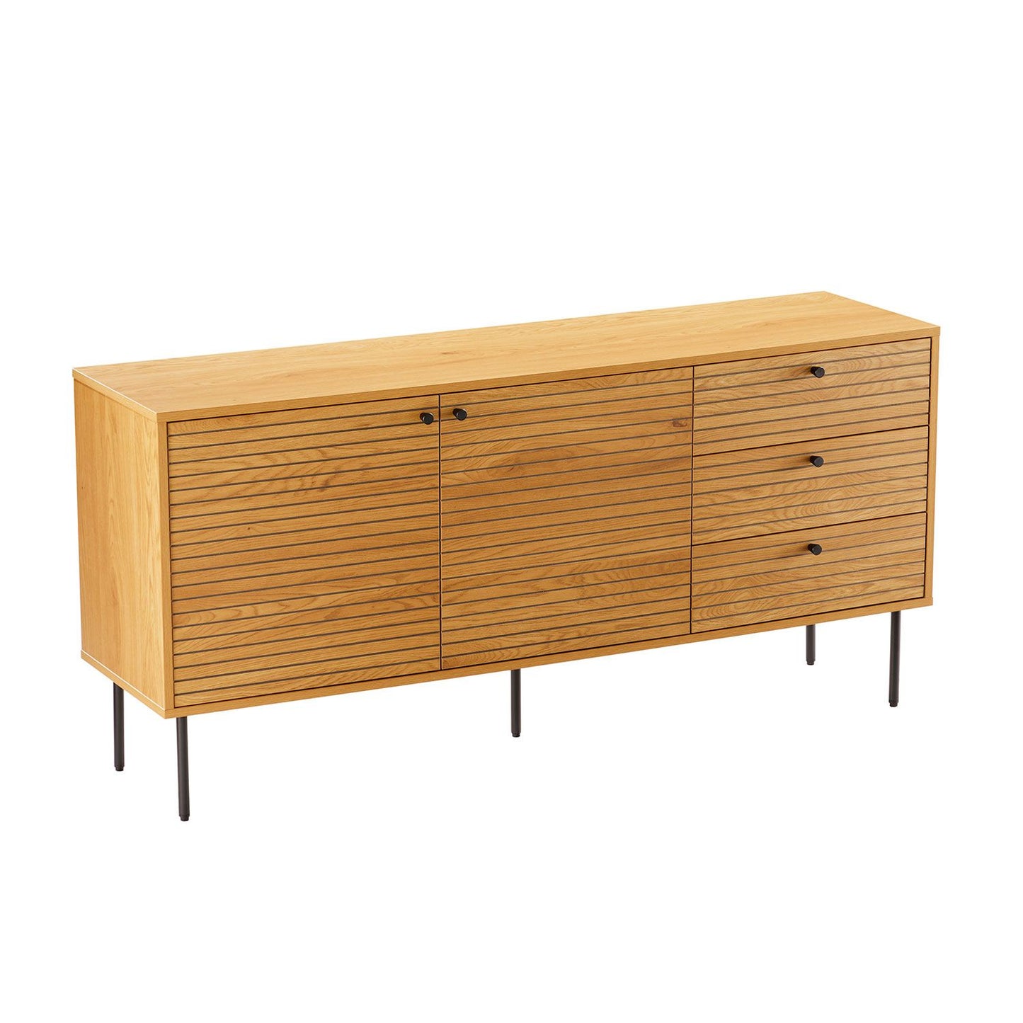 Chest of drawers LINE 150x40xH74cm, melamine with oak pattern