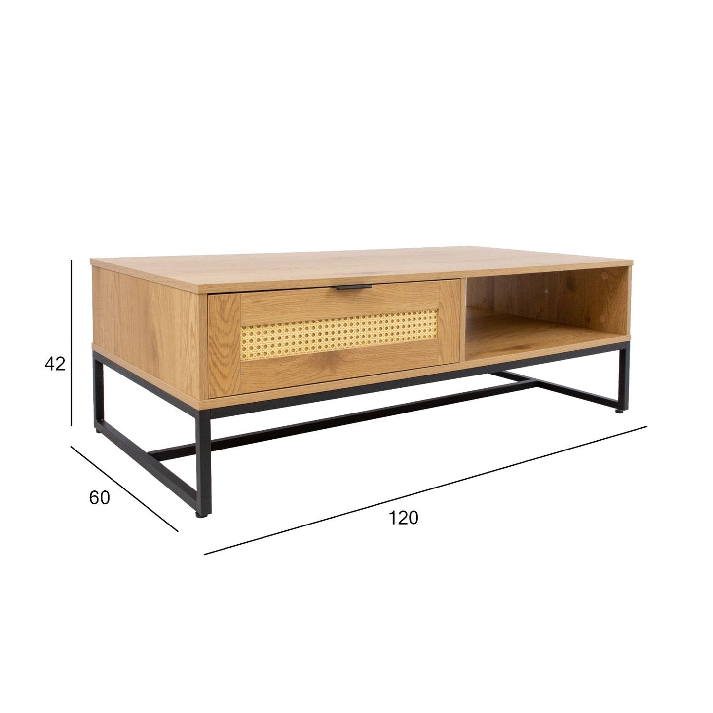 Coffee table SAILOR 120x60xH42cm, melamine with oak decor