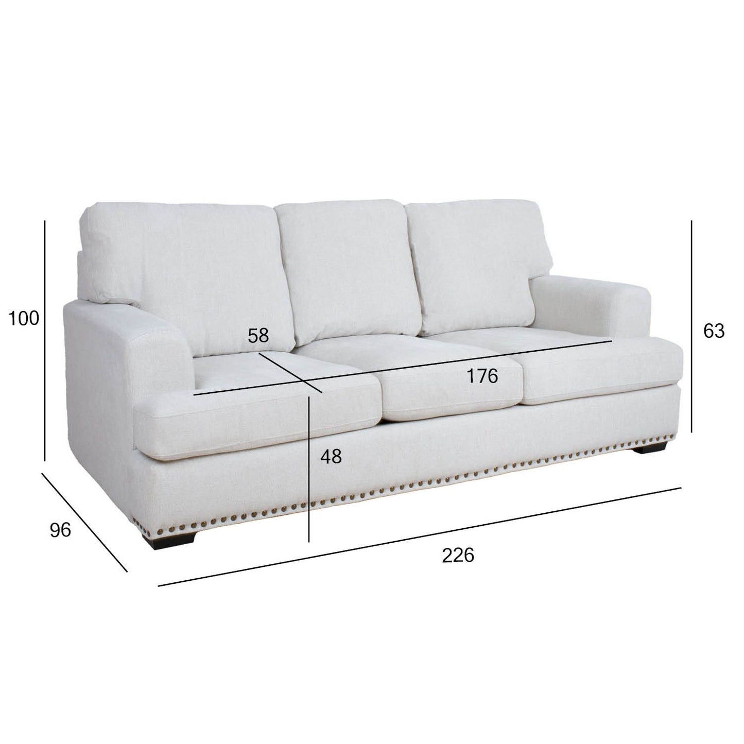 Sofa ILONA 3-seater, white