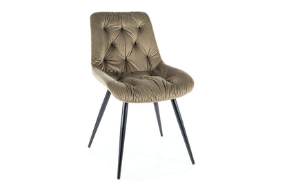 Chair PRAGUE VELVET BLACK FRAME/OLIVE BLUVEL 77