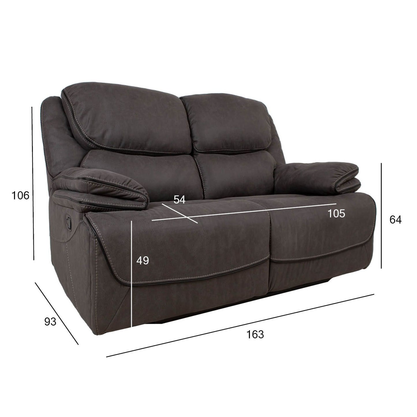 Sofa GORDY 2-seater, with manual mechanism, gray