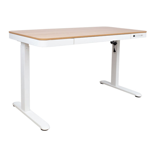 Desk ERGO with 1 motor 120x60xH72-121cm, white/oak 