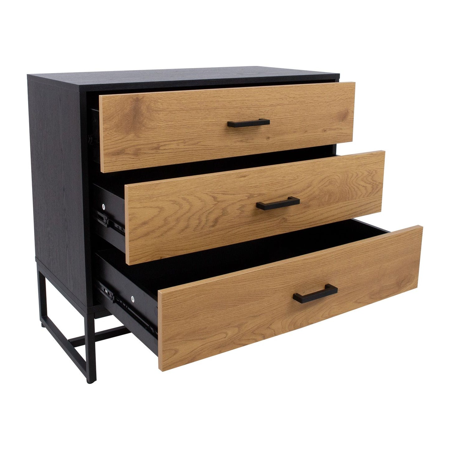 Chest of drawers AMSTERDAM 80x40xH75cm, oak/black