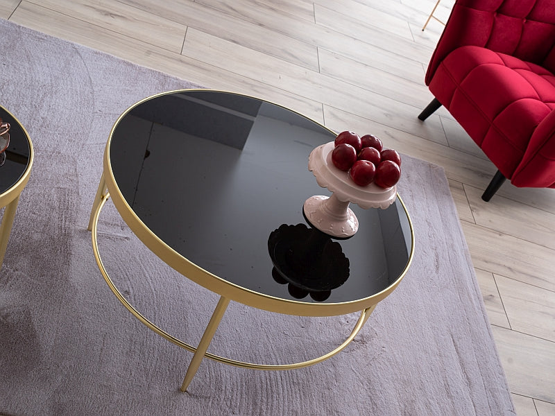 Coffee table MYSTIC B BLACK/GOLD MATT FI 82 Ø82