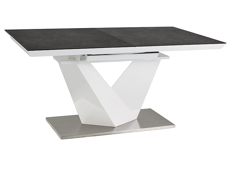 Table ALARAS II BLACK STONE EFFECT / WHITE LACQUER140(200)X85