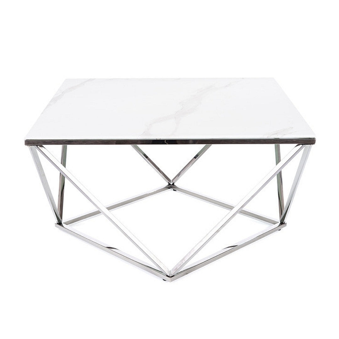 Coffee table SILVER A II WHITE MARBLE EFFECT/STEEL 80X80