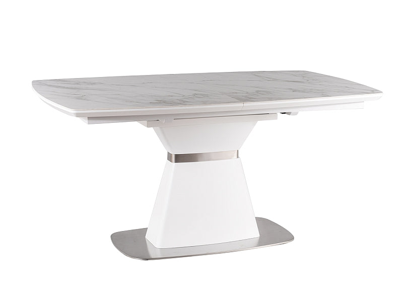 Table SATURN II CERAMIC WHITE MARBLE EFFECT/WHITE MATTE 160(210)X90