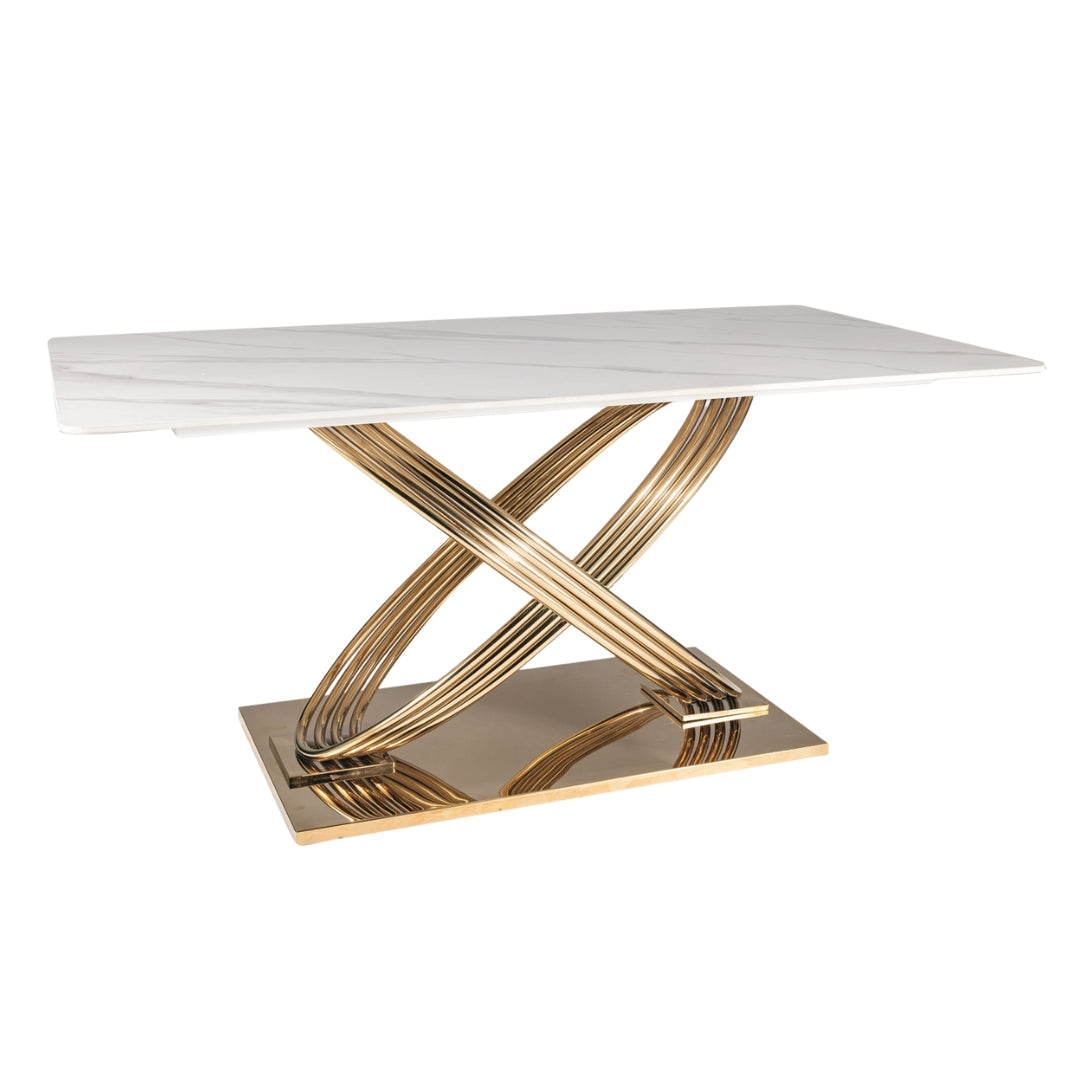 Table HERMES WHITE (MARBLE EFFECT)/GOLD 160X90