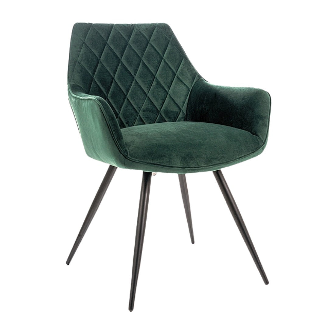 Chair LINEA VELVET BLACK FRAME/GREEN BLUVEL 78 