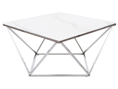 Coffee table SILVER A II WHITE MARBLE EFFECT/STEEL 80X80