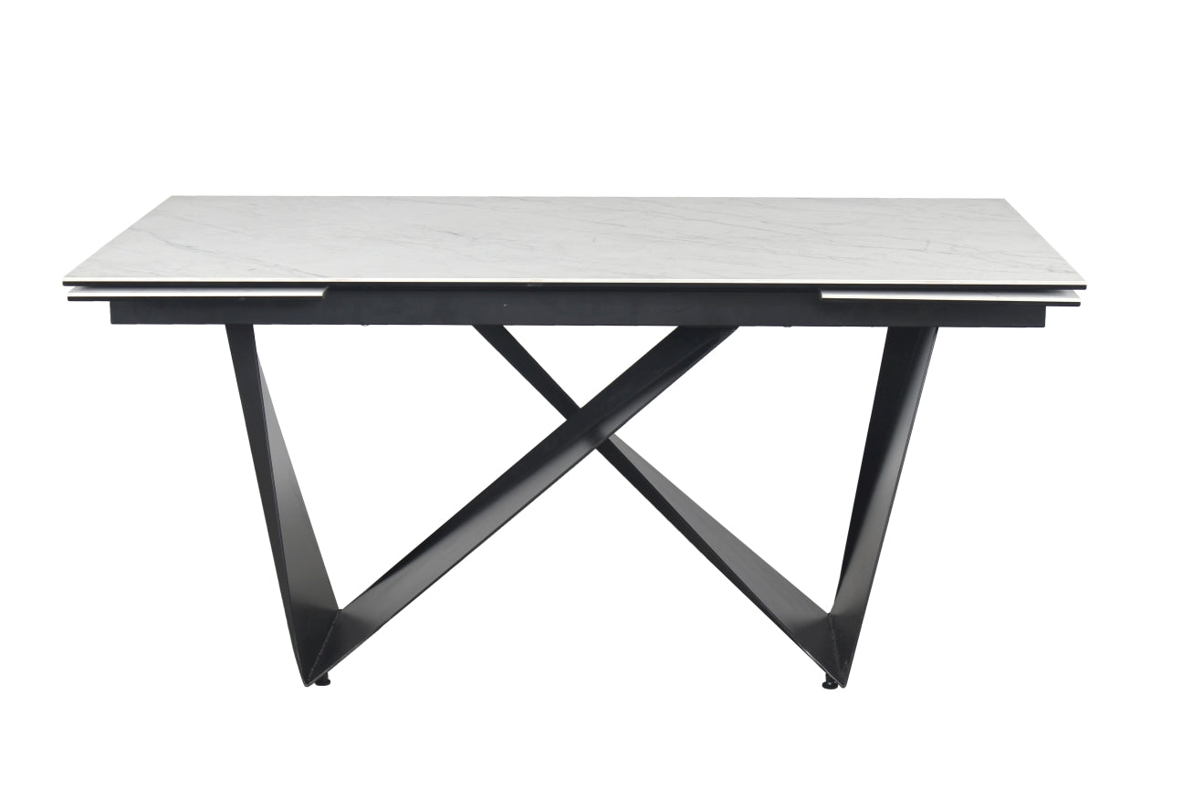 Table CAVALLI II CERAMIC WHITE MARBLE / BLACK MATTE 160(240)X90