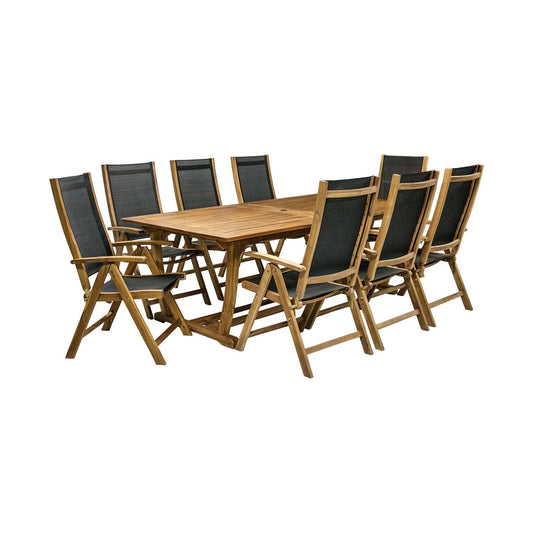 Garden furniture set FUTURE, table and 8 chairs, extendable, wood: acacia, finish: impregnated with oil 