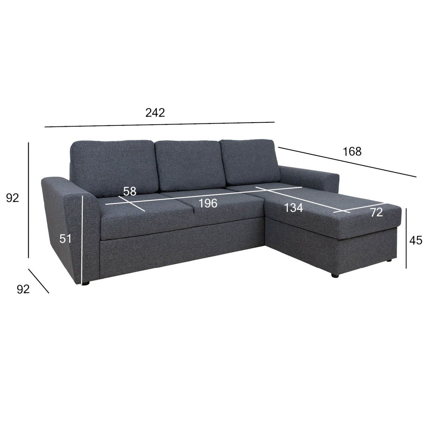 Corner pull-out sofa INGMAR dark gray