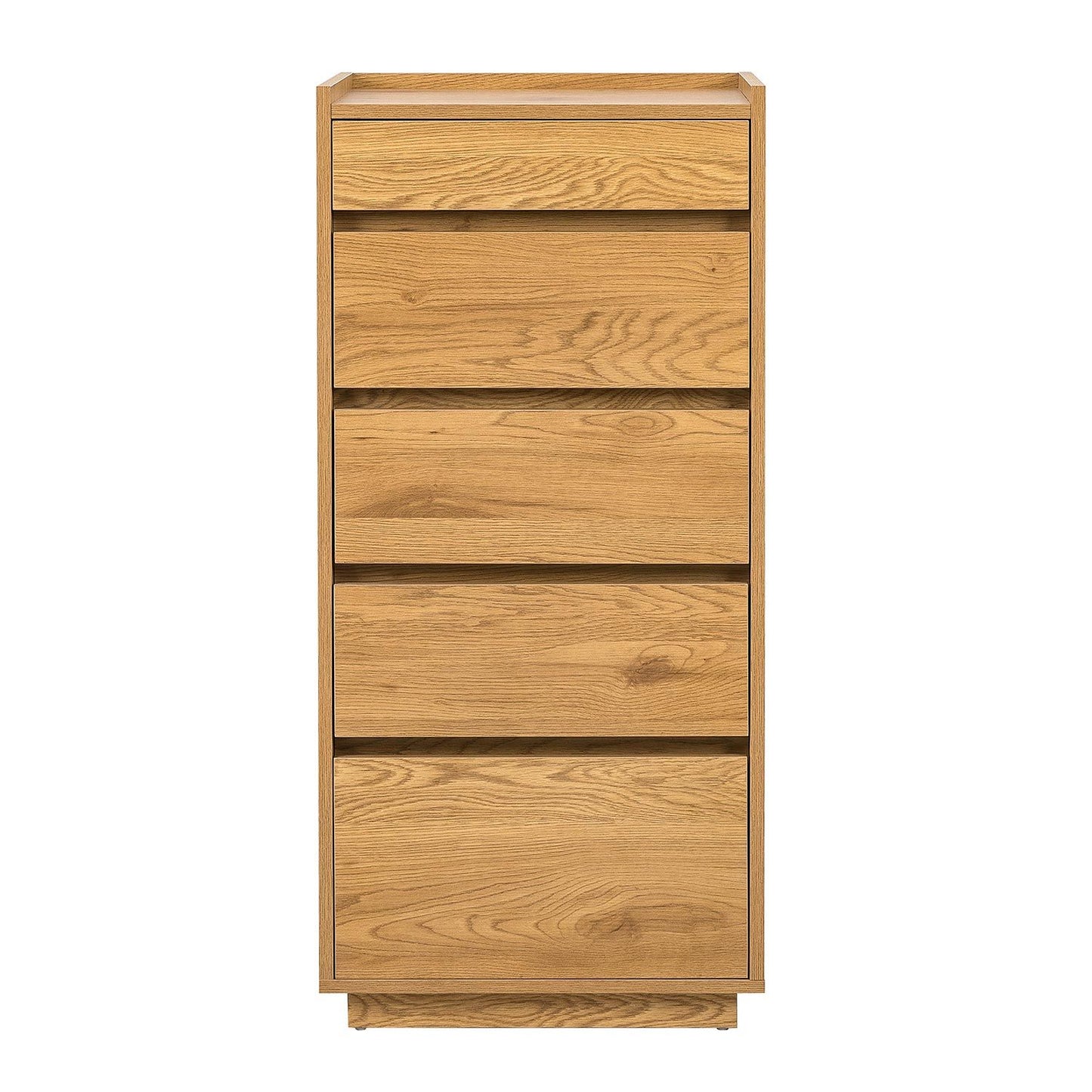 Chest of drawers SACHA 50x40xH109cm, melamine with oak decor