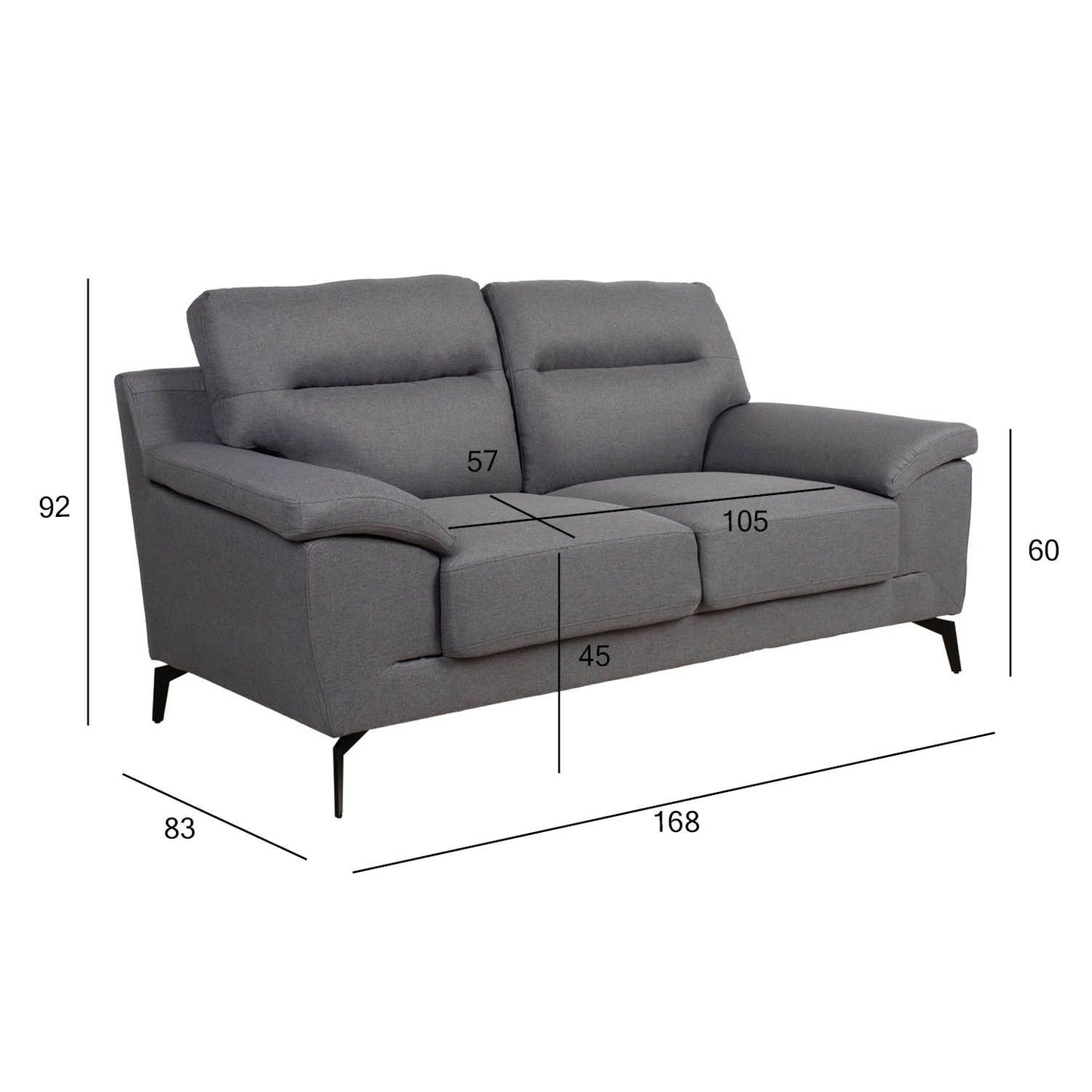 Sofa ENZO 2-seater, dark gray