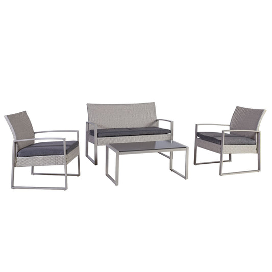 Garden furniture set VICTORIA table, bench, 2 chairs / Grey 