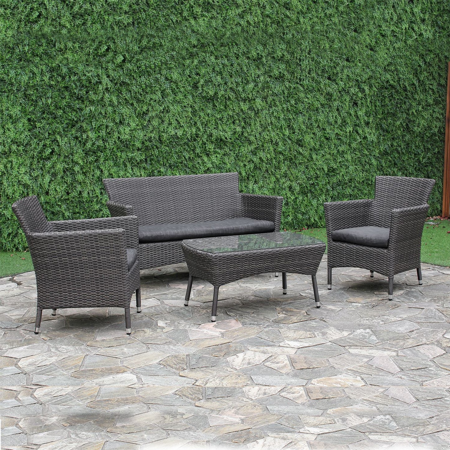 Garden furniture set WATERS table, sofa and 2 chairs / Grey 