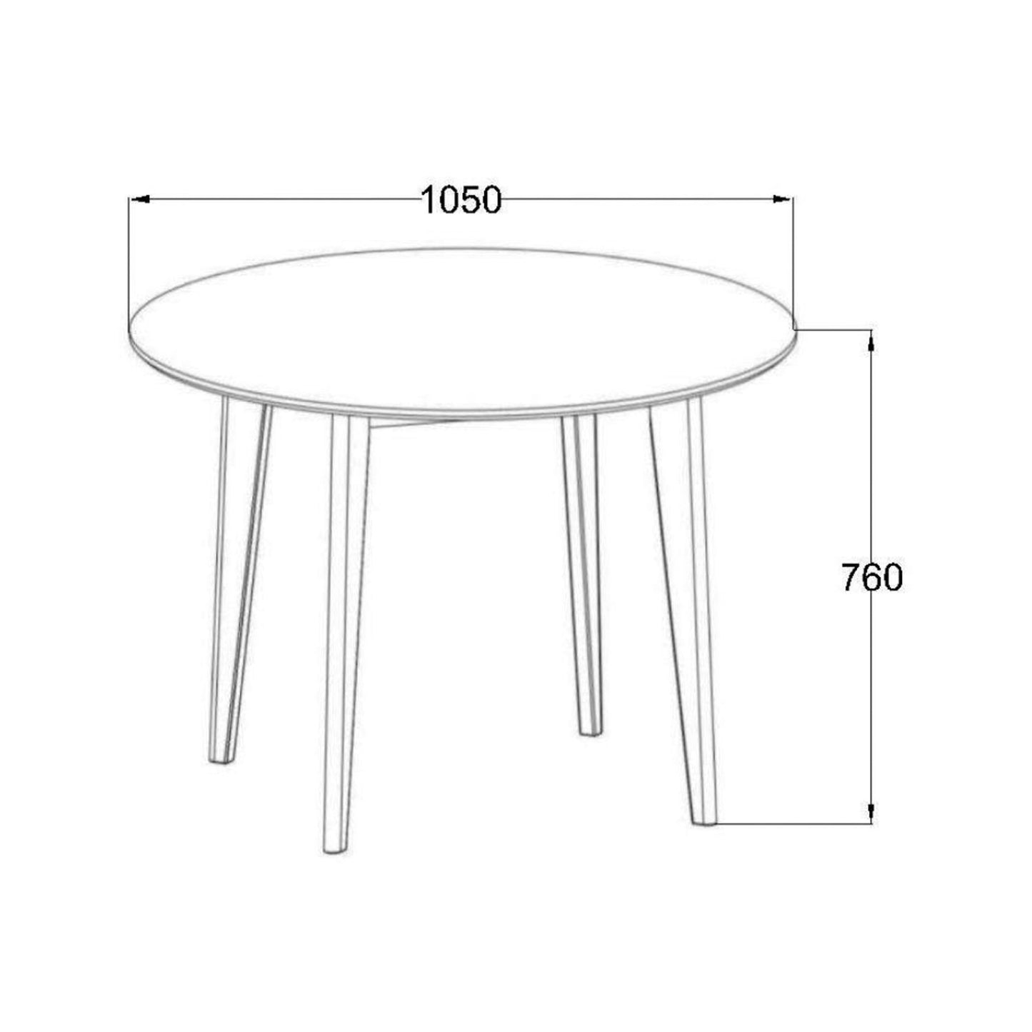 Table ROXBY, D105xH76cm, white