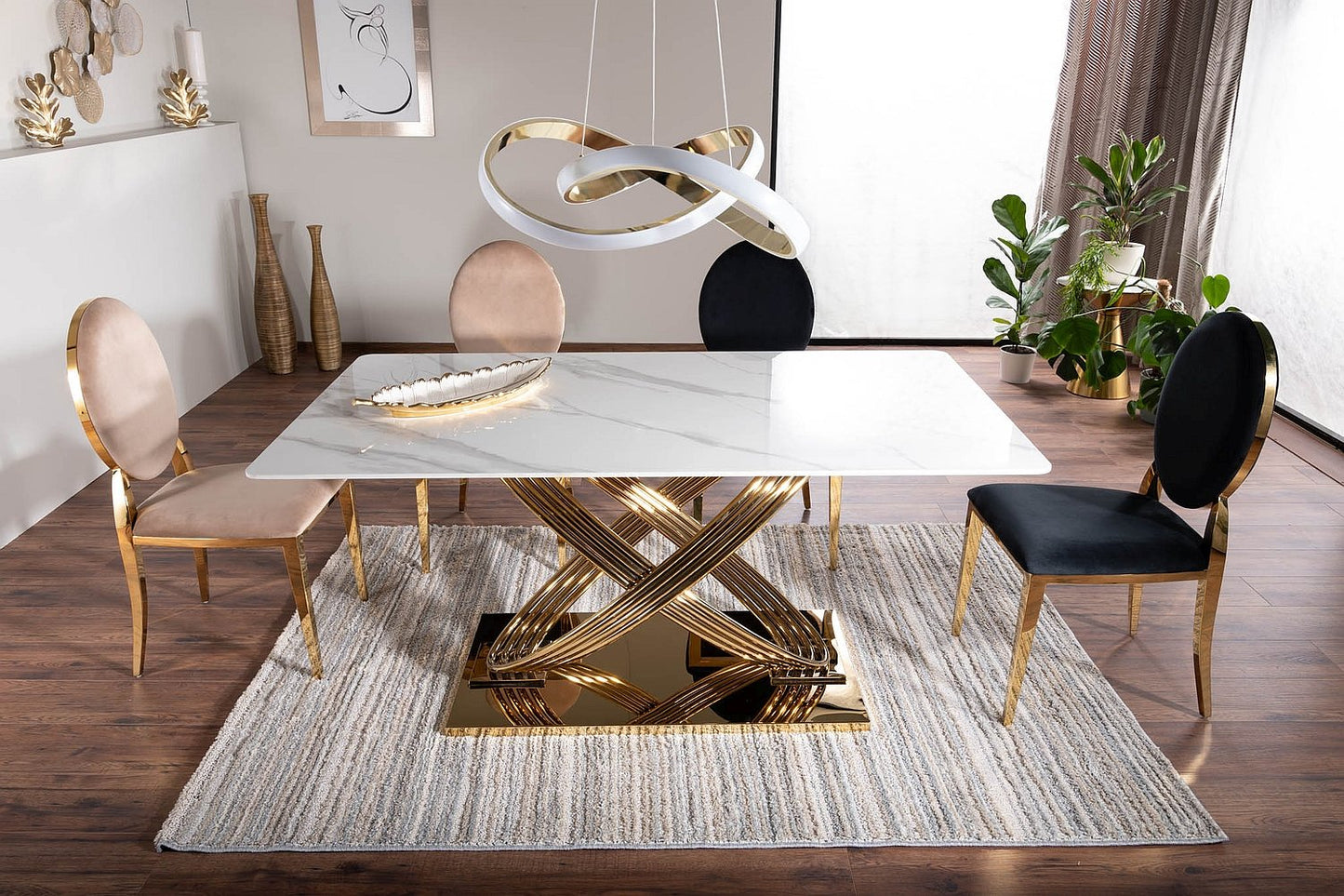 Table HERMES WHITE (MARBLE EFFECT)/GOLD 160X90