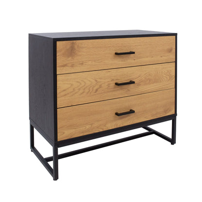 Chest of drawers AMSTERDAM 80x40xH75cm, oak/black